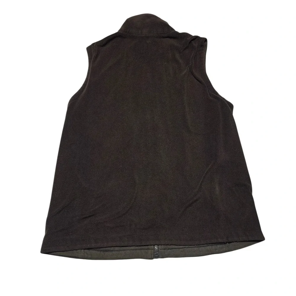 Lands End Womens‎ Brown Fleece Vest Size Medium Zip Up Pockets